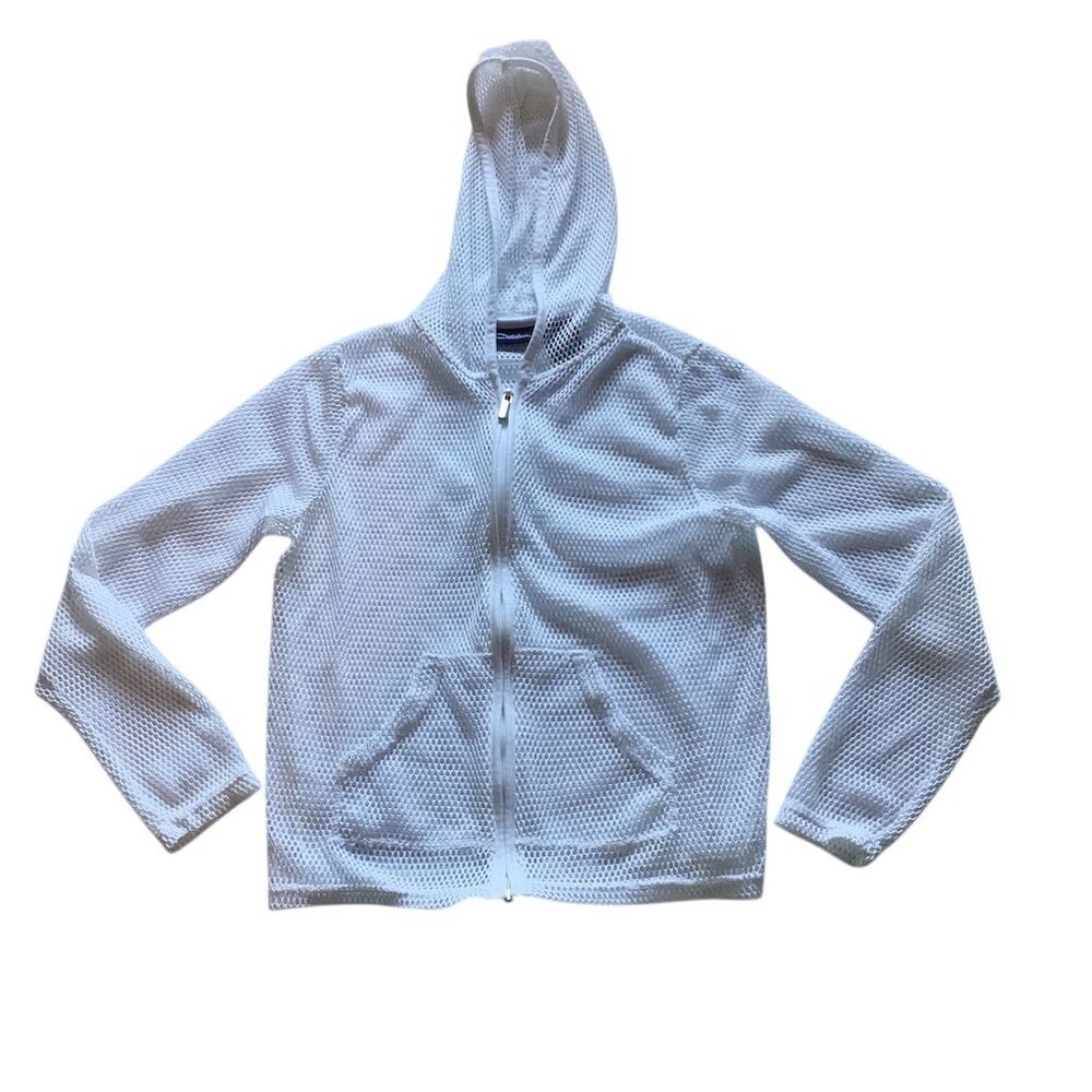 Catalina White Mesh Zip-Up Hooded Jacket